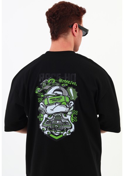 Race-Ho-Oversize Tişört | Sırt Baskılı – Minimal Göğüs Desenli Unisex Tshirt