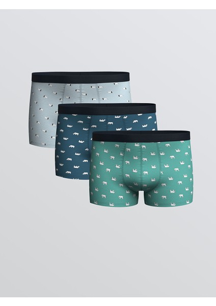 Yeni Sezon Standart Kalip Pamuklu Esnek Erkek Boxer 3'lu - S55615Z8