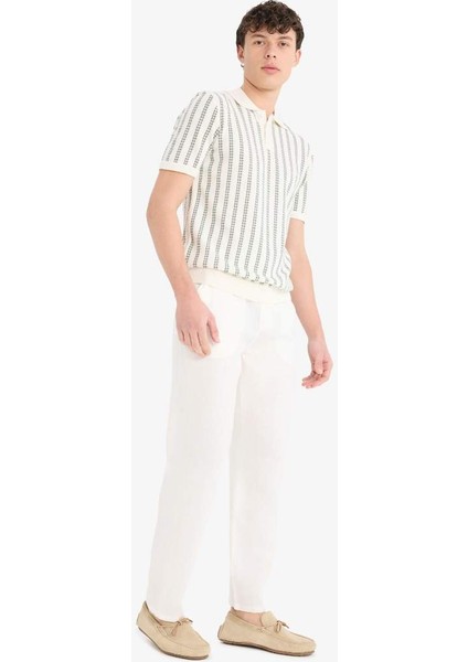 Yeni Sezon %100 Keten Relax Fit Rahat Kesim Düz Paça Yazlık Beyaz Pantolon modelleri