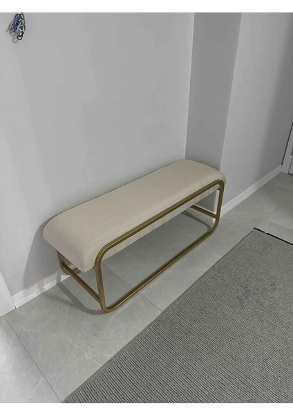 Neva Serisi Yatak Ucu Oturma Bankı Makyaj Oturağı Metal Ayaklı Krem Puf Bench Montajsız Oturak indirimleri