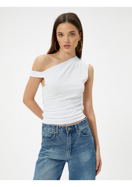 Yeni Sezon Tek Omuz Kolsuz Tişört Slim Fit Pamuklu modelleri