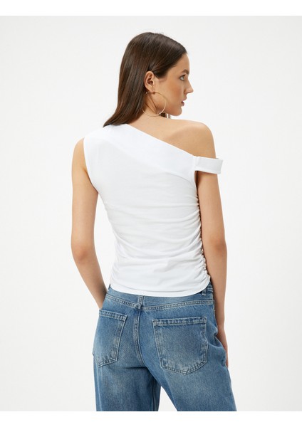 Yeni Sezon Tek Omuz Kolsuz Tişört Slim Fit Pamuklu fırsatları