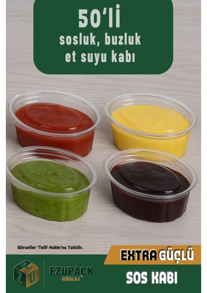 50 Adet Sızdırmaz 80 ml Mini Saklama Kabı Sosluk Buzluk Organizer, Et Suyu, Kemik Suyu, Sos Kap