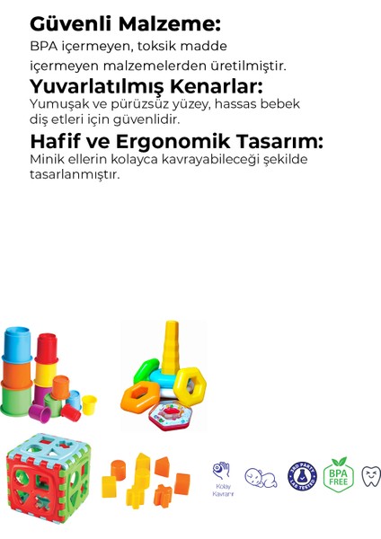Çıngıraklı Altıgen Halkalar, Kiki Sevimli Kule, Kiki Bultak Küp - Eğitici Oyuncak modelleri