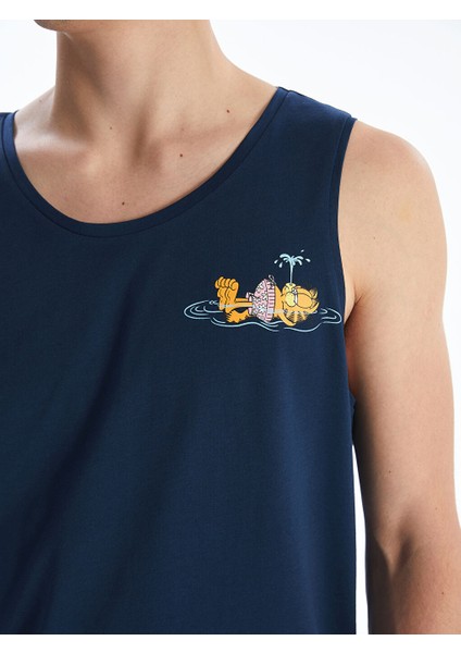 Yeni Sezon Bisiklet Yaka Garfield Baskili Erkek Kolsuz Tisort - S5HQ74Z8 modelleri