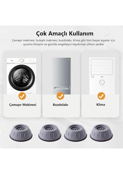 Gürültü Engelleyici ve Kaymaz Titreşim Önleyici Makine Ayağı Pedleri – Çamaşır ve Bulaşık Makinesi, Kurutma, Kanepe, Koltuk, Beyaz Eşya Için Stoper Ayak 4’lü Set modelleri
