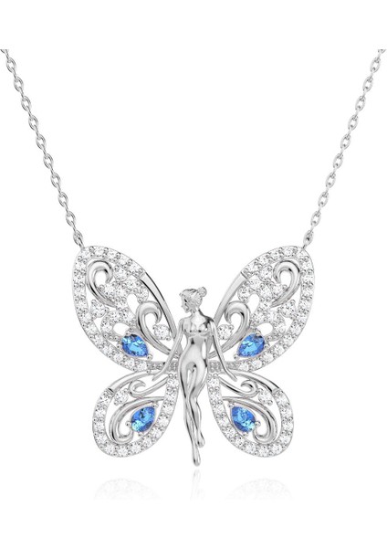 Işıklı Kutuda Aşk Perisi Beyaz Gümüş Kolye fırsatları