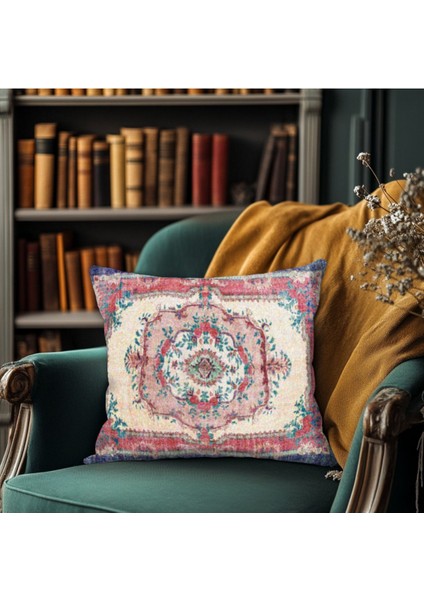 Otantik Desenli Kilim Baskı Kırlent Kılıfı Yastık