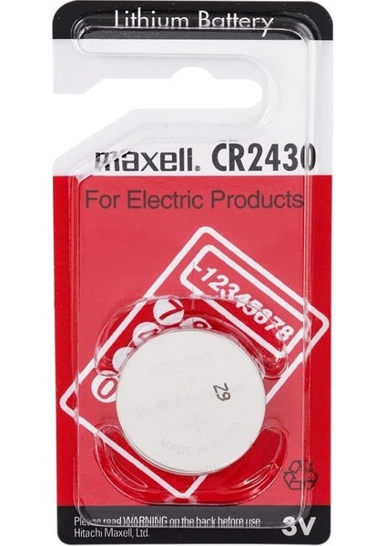 Lithium 3V Pil - Cr 2430 Lıthıum 3V Pil 1'li / CR2430 Lityum Tekli Pil / CR2430 3V Lityum Para Pil Tekli Blister