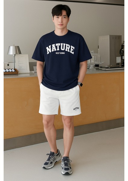 Erkek Tişört Baskılı Oversize T-Shirt Pamuklu Tişört Nature-Oversize modelleri