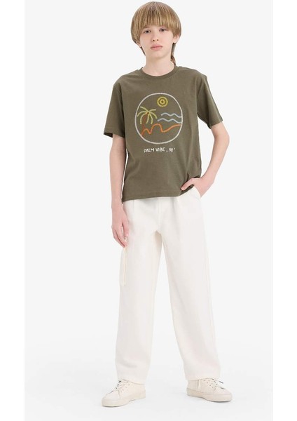 Yeni Sezon Erkek Çocuk Wide Leg Standart Paça Gabardin Pantolon fırsatları