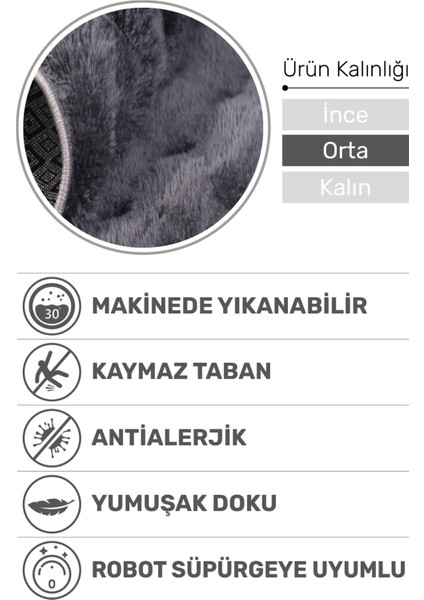 Puffy Bubble Antrasit Halı ve Yolluk | Ekstra Yumuşak, Kaymaz, Yıkanabilir, Dökülme Yapmaz