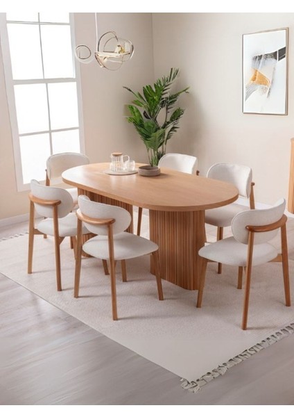 Calista Oval Ahşap Bohem Yemek Masası 90X180