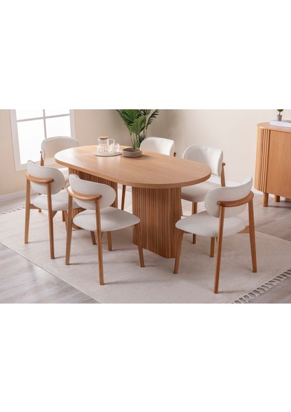 Calista Oval Ahşap Bohem Yemek Masası 90X180