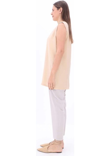 Bej-Basıc Sıfır Kol Içlik Tunik modelleri