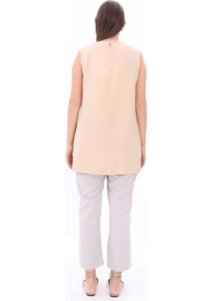 Bej-Basıc Sıfır Kol Içlik Tunik fırsatları