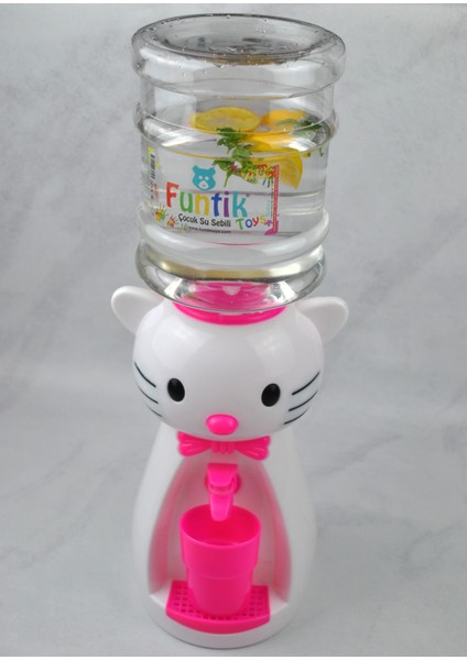 Beyaz Pembe Kedi Figürlü 1,9 Litre Büyük Boy Bardaklı Sızdırmaz Çocuklar Için Su Sebili 50 cm fiyatları