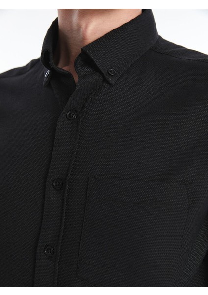 Regular Fit Uzun Kollu Armürlü Erkek Dokulu Gömlek modelleri