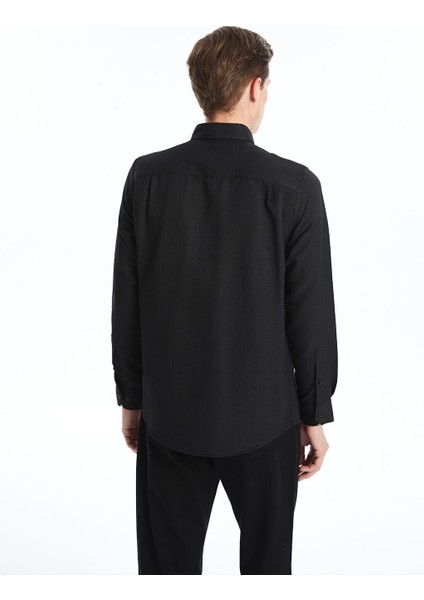 Regular Fit Uzun Kollu Armürlü Erkek Dokulu Gömlek fırsatları