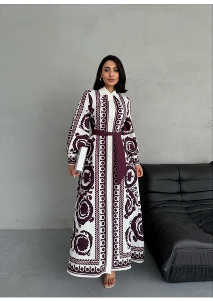 Atlas Kumaş Elbise(Kuşak Dahildir)