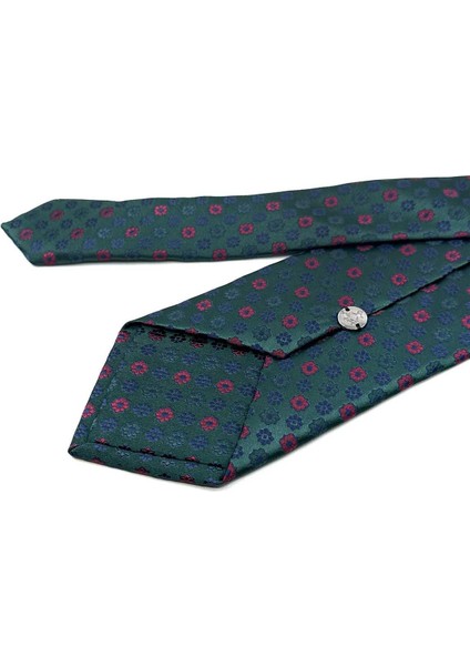 Yeşil Motif Desen Mendilli Klasik Kravat KK13186