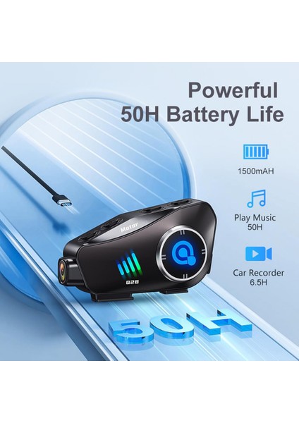 Q28 – 2x Bluetooth Kameralı Motosiklet Kask Intercom | 1080P Hd Kamera, IP66 Su Geçirmez, 32GB Hafıza Kartı Hediye