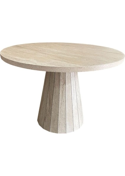 Lucca Piramit Yuvarlak Traverten Masa, 100X100 fırsatları