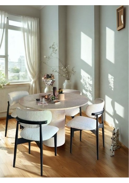 Lucca Yuvarlak Traverten Masa 100X100