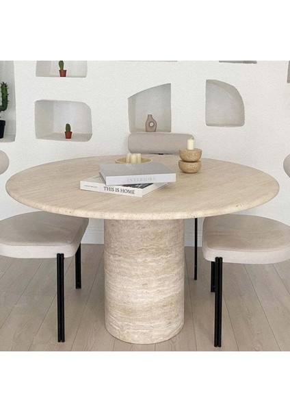 Lucca Yuvarlak Traverten Masa 100X100 fırsatları