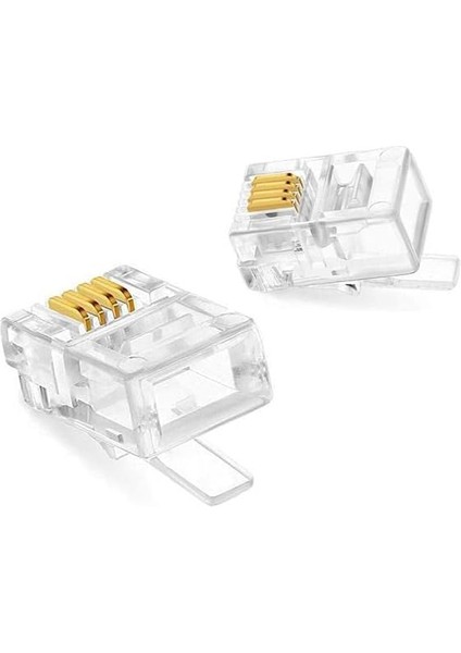 Plus PX-6P4C RJ11 4 Pinli Konnektör, 6P4C Jack, Telefon Kablo Ucu 100'LÜ Paket