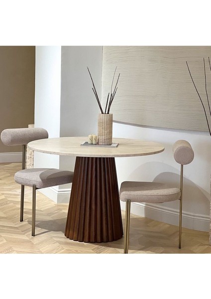 Acantus Traverten Ahşap Yemek Masası 90X90 modelleri