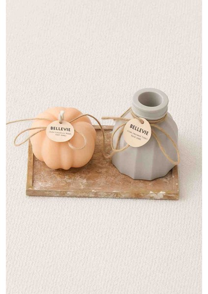 Dekoratif Mum & Tabağı Seti