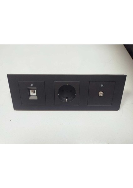Ovivo Grano Siyah Topraklı Priz Uydu Tv F Priz Nümeris Telefon Prizi 3'lü Set/paket