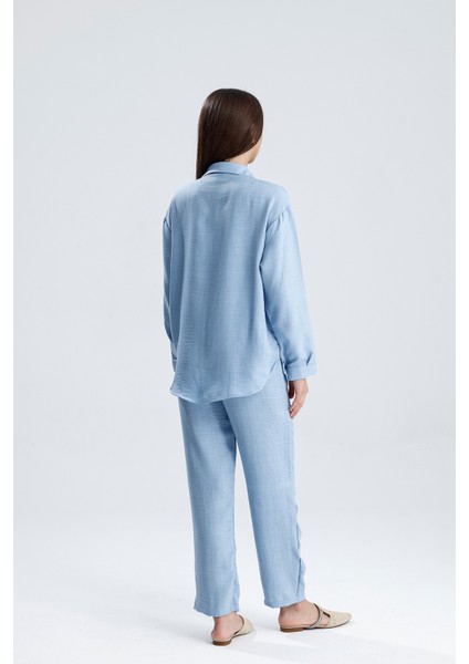 Kadın Oversize Alt Üst Takım – Gömlek ve Lastikli Pantolon Ikili Set indirimleri