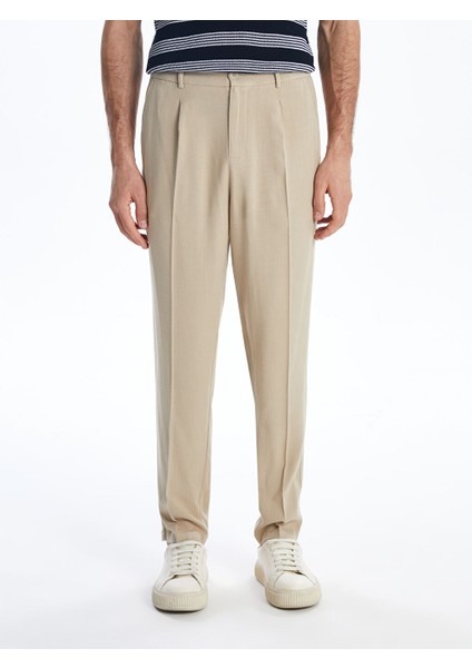 Yeni Sezon Standart Kalip Keten Karisimli Erkek Chino Pantolon - S5FG91Z8