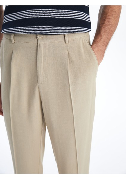 Yeni Sezon Standart Kalip Keten Karisimli Erkek Chino Pantolon - S5FG91Z8