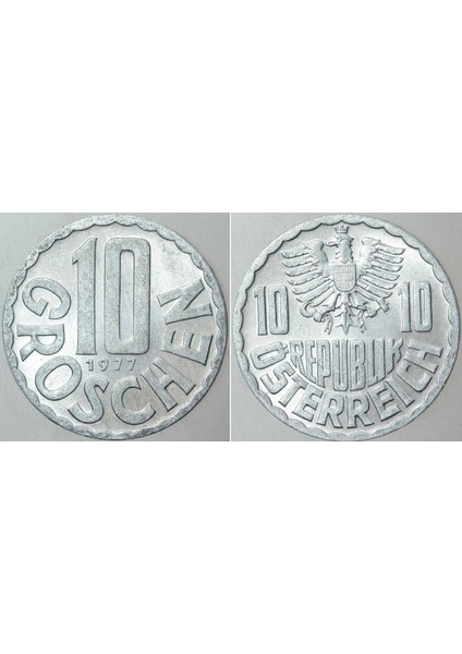 Avusturya 10 Groschen 1977 Alüminyum. Çil(-) Kondisyon.