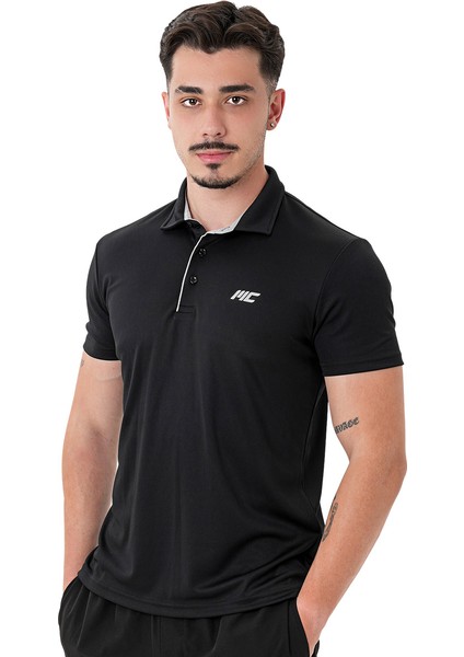 Tech Polo Yaka T-Shirt Siyah