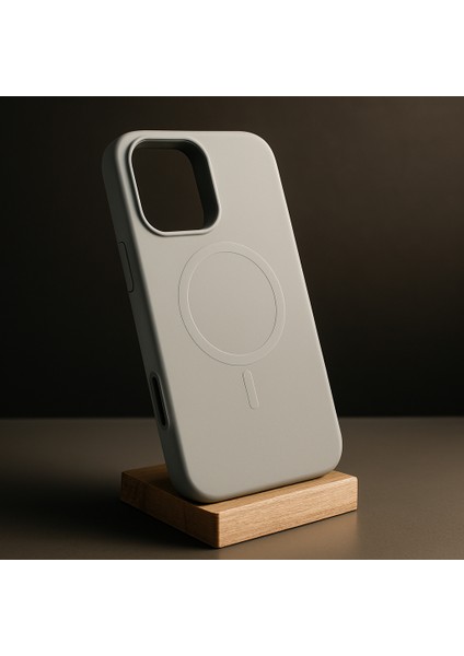 iPhone 16 Pro Max Uyumlu | Gri Magsafe Kılıf – Minimalist Şıklık