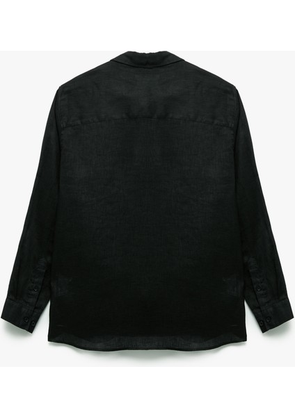 Yeni Sezon Klasik Yaka Regular Fit Uzun Kollu Keten Gömlek indirimleri