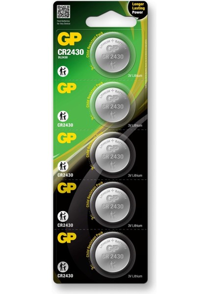 CR2430-C5 3V Lityum Düğme Pil 5'li Paket Gp CR2430 Pil 3V Smart Kumandalar Için Kumanda Pili Para Pil