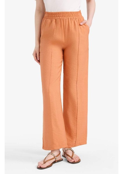 Yeni Sezon Regular Fit Esnek Belli Cepli Düz Paça Pantolon