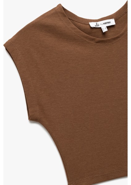 Yeni Sezon Bisiklet Yaka Kolsuz Modal Karışımlı Slim Fit Crop Kadın Tişört modelleri