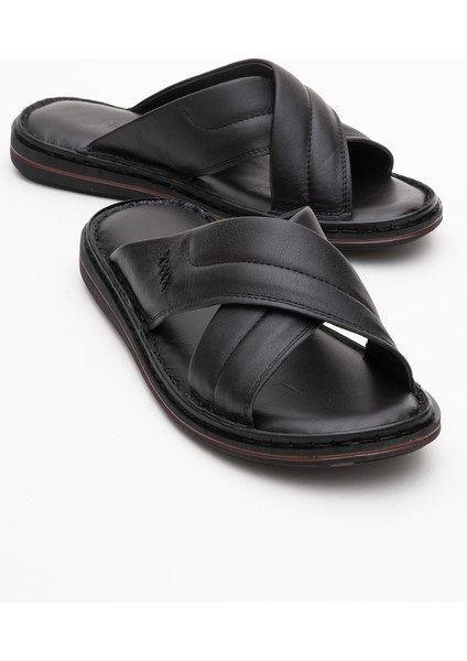 Erkek Çapraz Bantlı Terlik Gerçek Deri Dc 1170 Siyah fiyatları