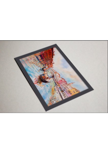 Ahşap Kendinden Çerçeveli Tablo - Venedik Kanalı Turist Gezi Tablosu, Standart - 20X28CM