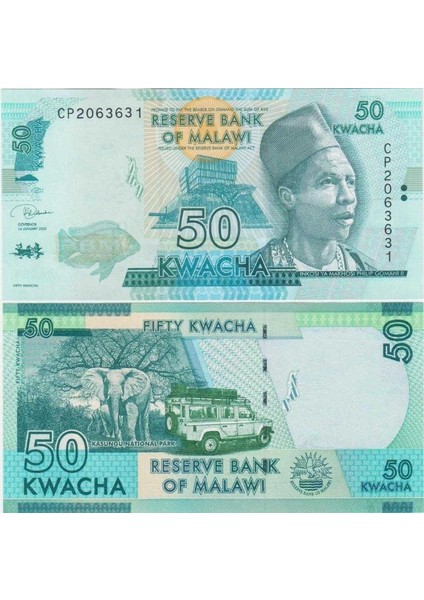 Malavi 50 Kwacha 2020 Çil Kondisyon.