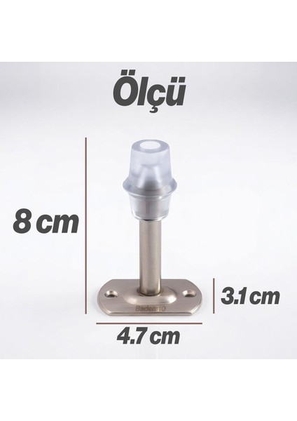 Kapı Stoperi Tamponu Metal Kapı Durdurucu Tutucu Kapı Altı Üstü Stopu Silikonlu Krom 8 cm (5 Adet)