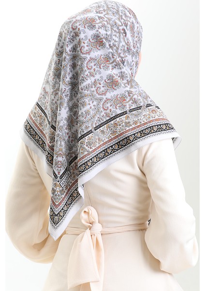 Karaca Desenli Kupra Eşarp 81088-01 Gri Siyah modelleri