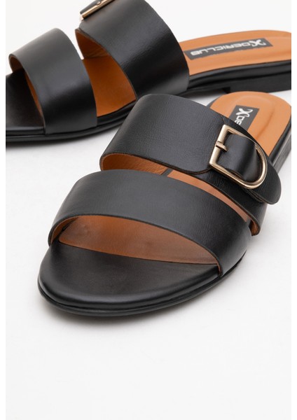 Rc 015 R005 Gerçek Deri Kadın Terlik Siyah modelleri