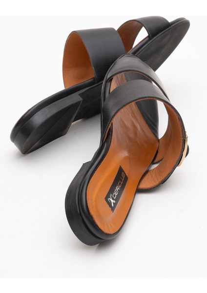 Rc 015 R005 Gerçek Deri Kadın Terlik Siyah fırsatları